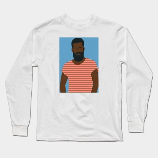 Man With Striped Shirt Long Sleeve T-Shirt